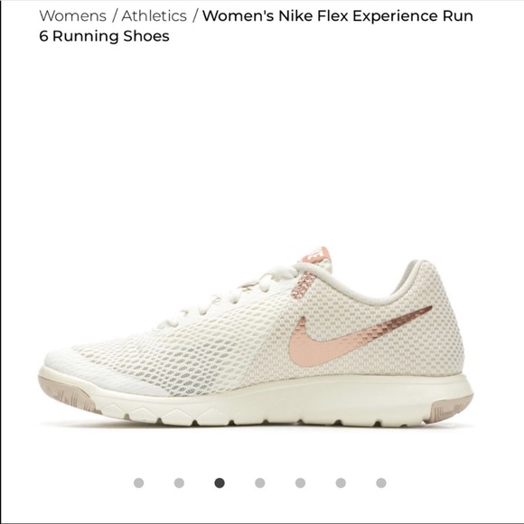 white and rose gold nike shoes